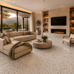 Modern luxury living room with terrazzo flooring Cape Town
