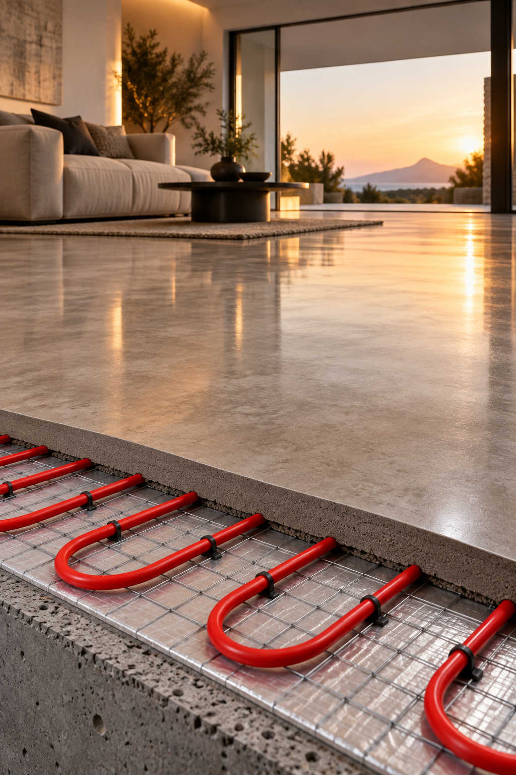 Heated screed flooring
